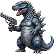 Godzilla whit a gun sticker