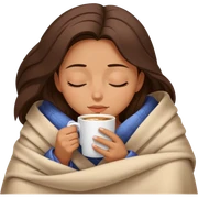 girl inside a blanket sipping coffee eyes closed sticker