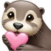 Otter with baby pink heart sticker