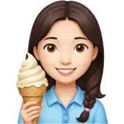 Asian brunette girl ice cream  sticker