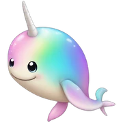 cute rounded pastel rainbow narwhal sticker