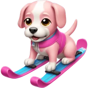 Pink puppy skiing  sticker