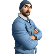 casual guy by the ocean sticker
