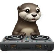 Otter mixing on DJ deck sticker