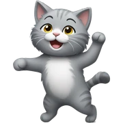 cute fluffy gray cat dancing sticker
