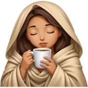 girl inside a blanket sipping coffee eyes closed sticker