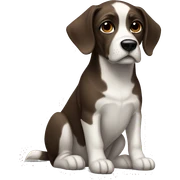 realistic dog portrait full body dark brown ears white body sticker