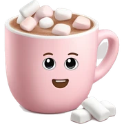 Light Pink mug of hot chocolate with marshmallows  sticker