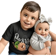 smiling baby in black shirt sticker