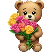 Cute Teddy giving a bouquet of roses sticker