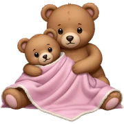 Happy Brown teddy bear cuddling with a light pink teddy bear in bed sticker