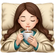 girl inside a blanket sipping coffee eyes closed sticker