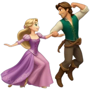 Rapunzel and Flynn Rider dancing sticker