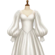 Long puffy sleeve wedding dress isolated sticker