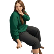 brown haired girl outdoors sitting sticker