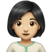 little girl black hair asian sticker