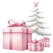 Light pink Christmas gifts under a white Christmas tree  sticker