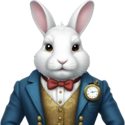 White rabbit in a waistcoat with a pocket watch  sticker