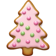 christmas tree cookie with light pink icing sticker