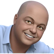 bald boy with a smile sticker