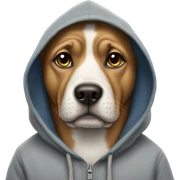 Dog wearing a hoodie sticker