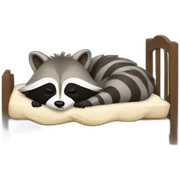 Racoon sleeping in bed sticker