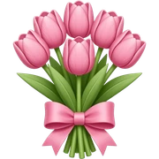 Tulipanes rosas en un ramo, cute y aesthetic con un lazo tambien rosa sticker