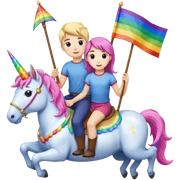Girl and boy riding unicorn with gay Flag in a Hand  sticker