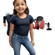 smiling girl in denim outfit sticker