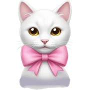 White cat with pink bow sticker