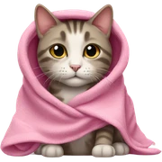 cat wearing blanket pink sticker