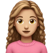White girl with long brown hair and hazel eyes and wearing a pink sweater  sticker