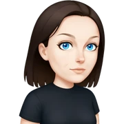 female, wearing black tshirt,  black hair   sticker