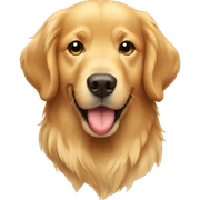 golden retriever with a heart sticker