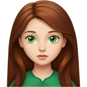 girl with long brown hair, green eyes  sticker