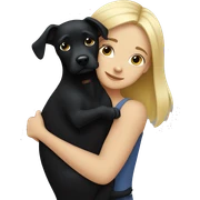 Blonde Girl hugs black dog sticker