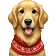 Golden Retriever wearing a Christmas sweater sticker