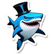 Shark with a top hat sticker