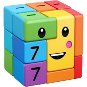 Rainbow square shaped character with a means it's numberblocks seven sticker