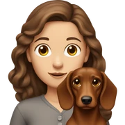 brown-haired girl with a long-haired dachshund sticker