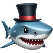 Shark with a top hat sticker