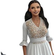 smiling girl in white dress sticker