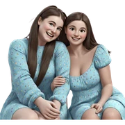 smiling girls in colorful dresses sticker