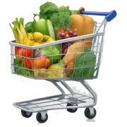 shopping cart full of healthy foods sticker