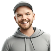 smiling boy in grey hoodie sticker