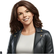 smiling girl in leather jacket sticker