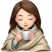 girl inside a blanket sipping coffee eyes closed sticker
