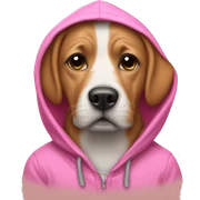 Dog wearing pink hoodie sticker