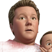 confident boy in red shirt sticker