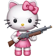 Hello kitty holding gun sticker